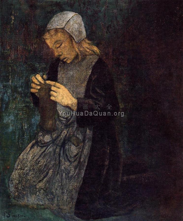 Young Breton, The Little Knitter - 保罗·塞律西埃